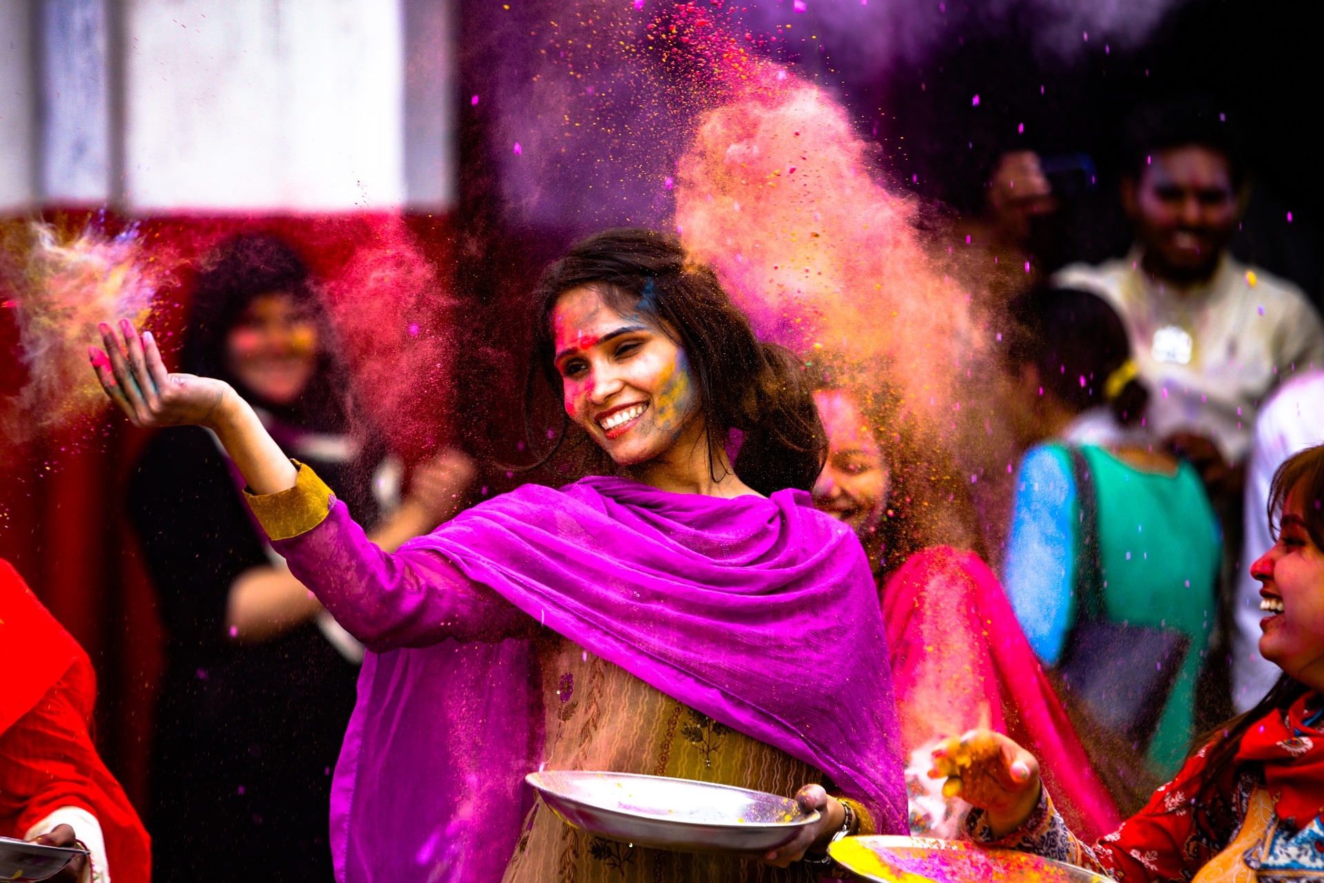 girl in Indian Holi Festival of colors